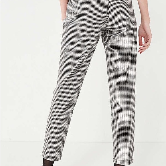 checkered black and white trousers